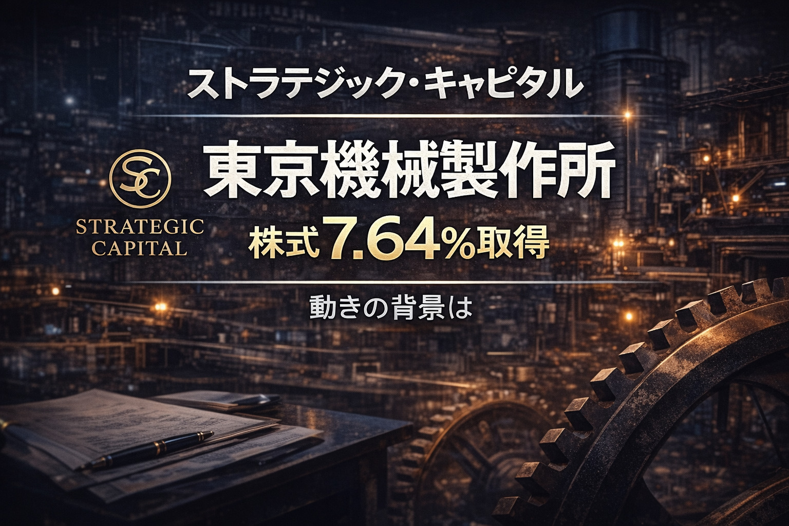ストラテジックキャピタルが東京機械製作所株7.64％を取得