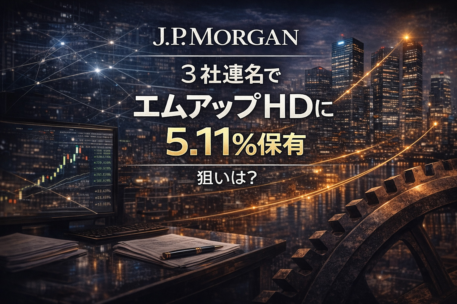 JPモルガン3社連名でエムアップHDに5.11%
