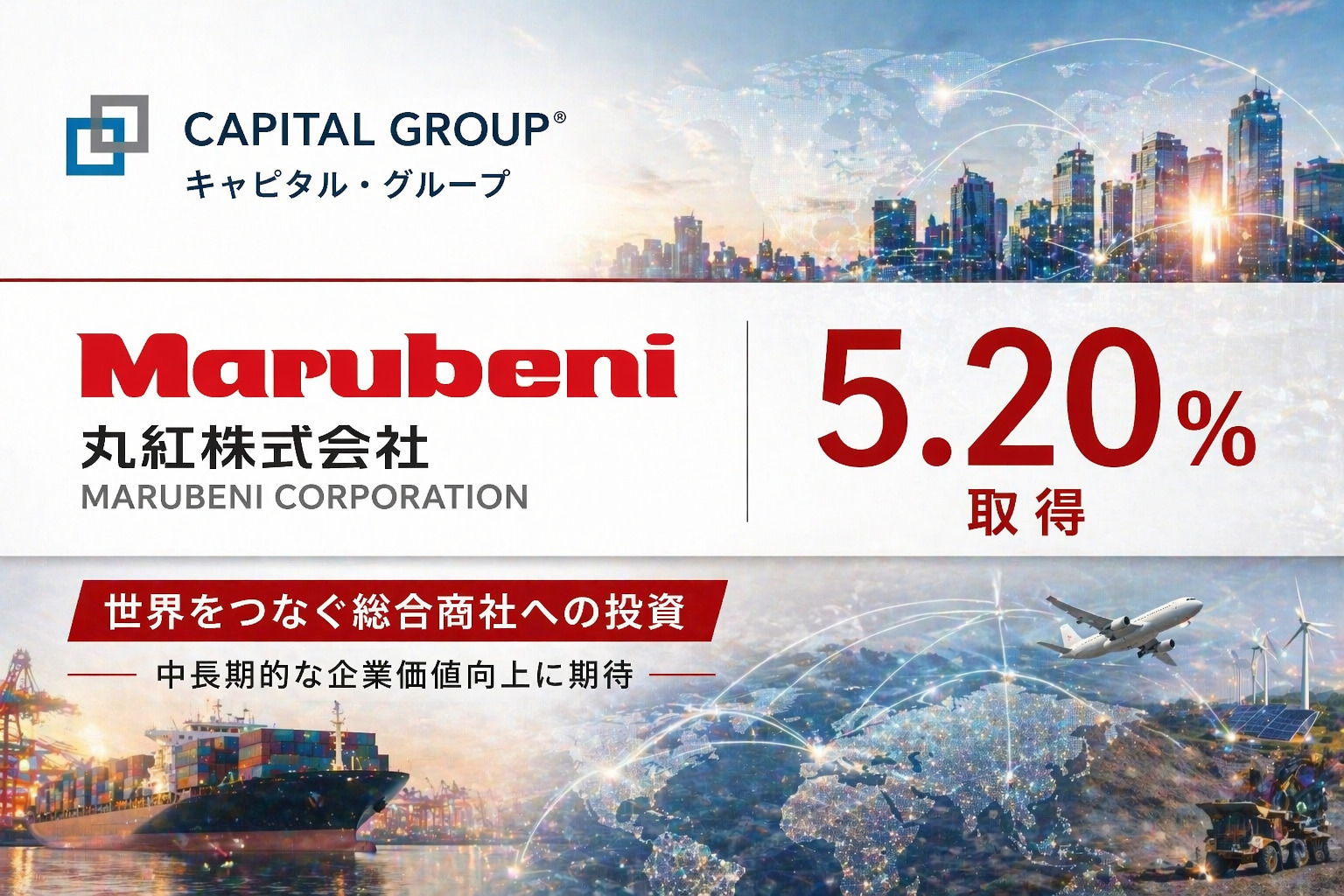 キャピタル・グループが丸紅株5.20%を取得