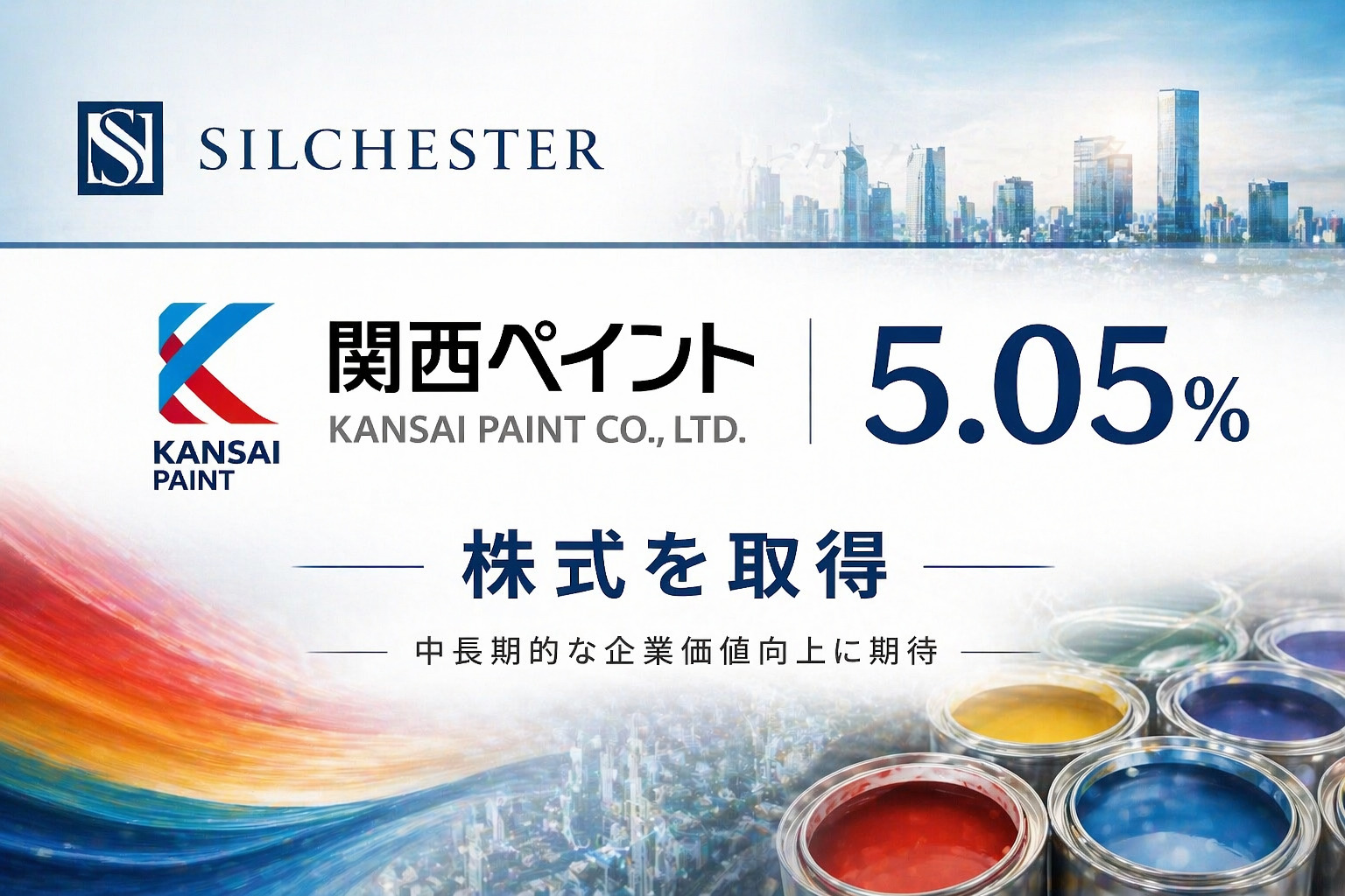 シルチェスター、関西ペイント株5.05%を取得