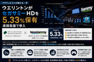 ウエリントンがセガサミーHDを5.33%保有、減損局面で参入