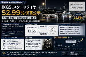 IXGS、スターフライヤーに52.99%保有公示—A種種類株＋引受契約の全構造