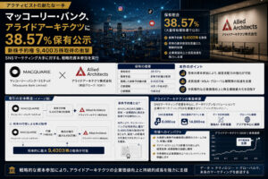 マッコーリー・バンク、アライドアーキテクツに38.57%保有—新株予約権9,400万株取得の衝撃