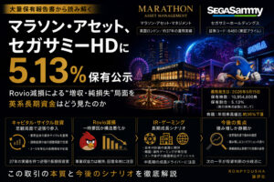 マラソン・アセット、セガサミーHDに5.13%保有公示—英系長期投資